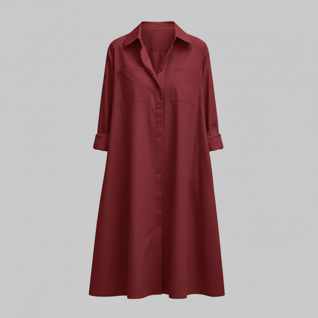 Abito Camicia Donna Elegante con Tasche | Vestiti Eleganti Donna