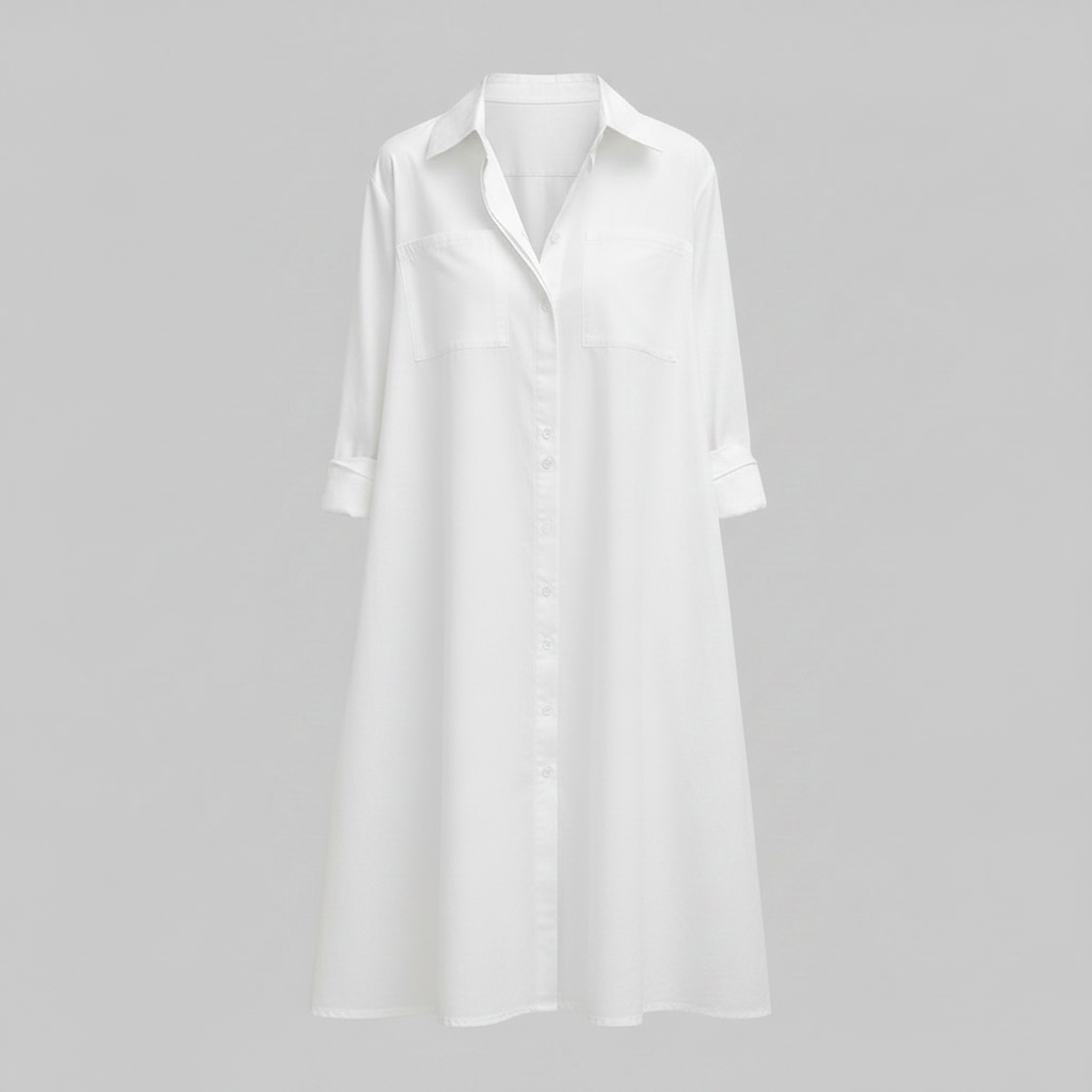 Abito Camicia Donna Elegante con Tasche | Vestiti Eleganti Donna