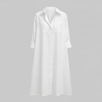 Abito Camicia Donna Elegante con Tasche | Vestiti Eleganti Donna