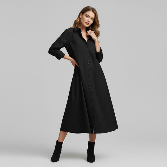 Abito Camicia Donna Elegante con Tasche | Vestiti Eleganti Donna