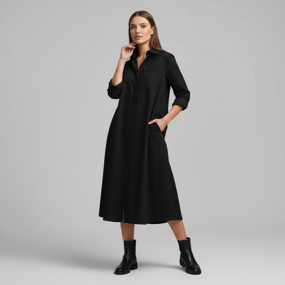 Abito Camicia Donna Elegante con Tasche | Vestiti Eleganti Donna