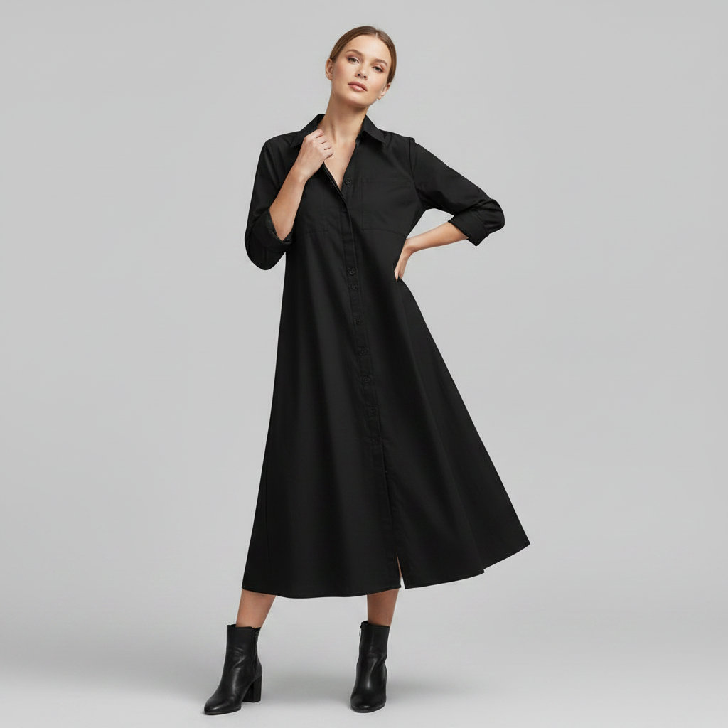 Abito Camicia Donna Elegante con Tasche | Vestiti Eleganti Donna