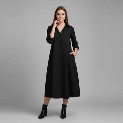 Abito Camicia Donna Elegante con Tasche | Vestiti Eleganti Donna