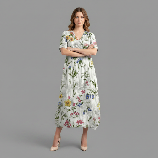 Abito Floreale Donna Midi | Vestiti Eleganti Donna