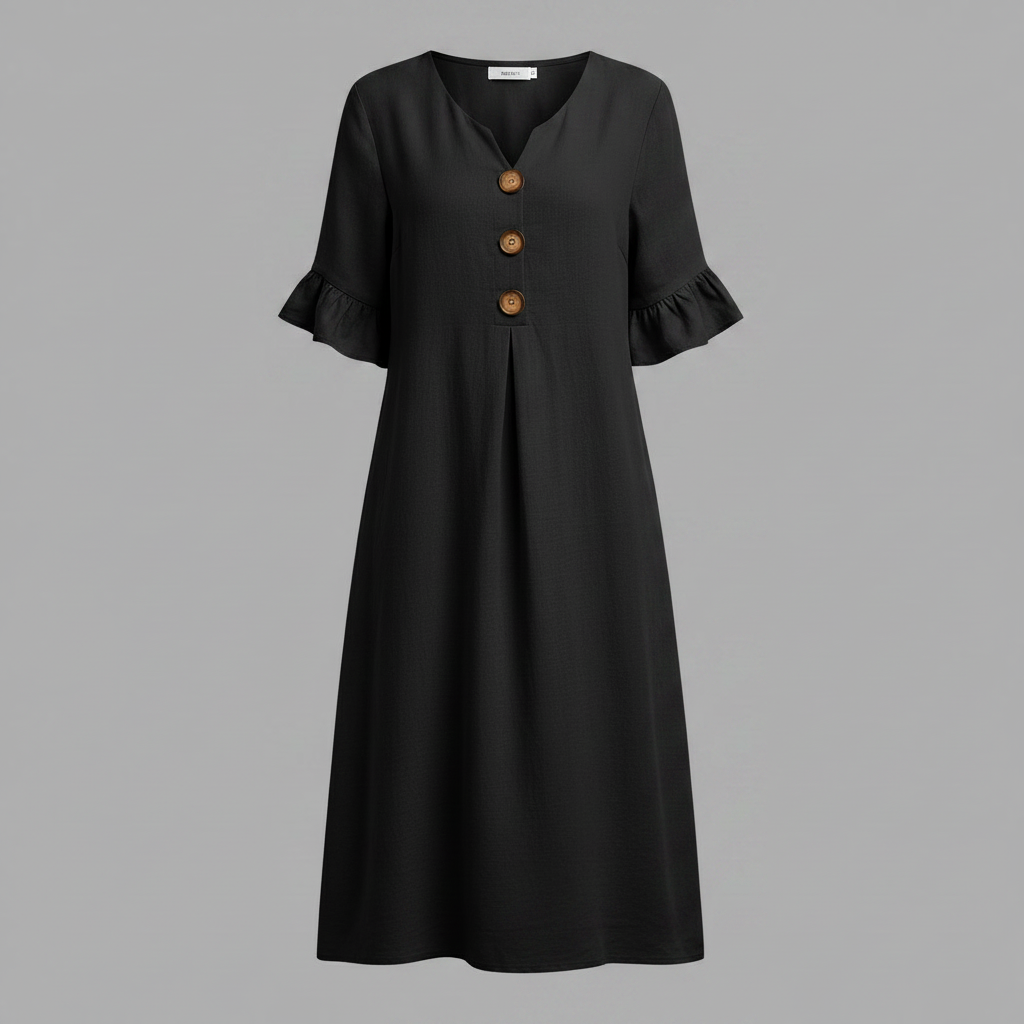 Abito Midi Estivo Donna in Lino con Bottoni | Abbigliamento Donna