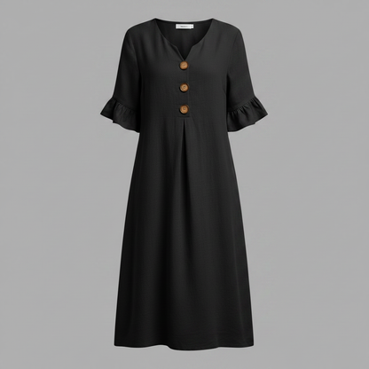 Abito Midi Estivo Donna in Lino con Bottoni | Abbigliamento Donna