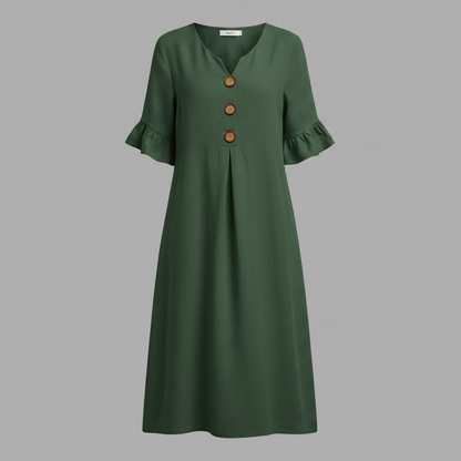 Abito Midi Estivo Donna in Lino con Bottoni | Abbigliamento Donna