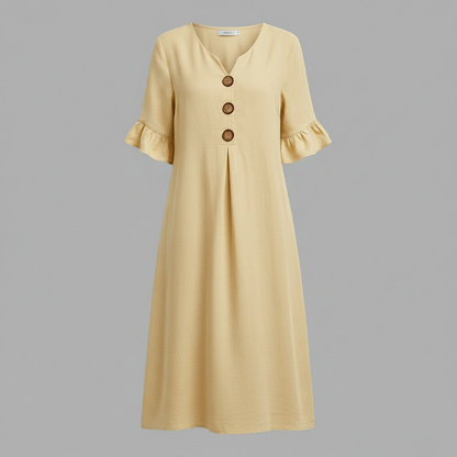 Abito Midi Estivo Donna in Lino con Bottoni | Abbigliamento Donna