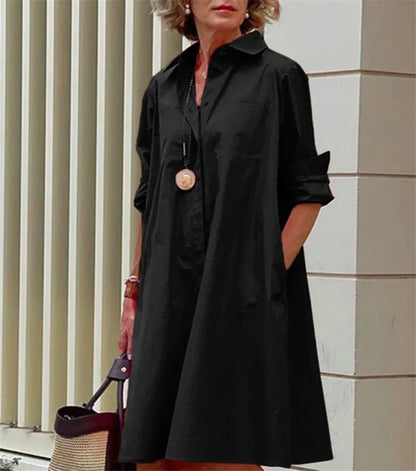 Abito Camicia Donna Elegante con Tasche | Vestiti Eleganti Donna 0