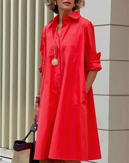 Abito Camicia Donna Elegante con Tasche | Vestiti Eleganti Donna 1