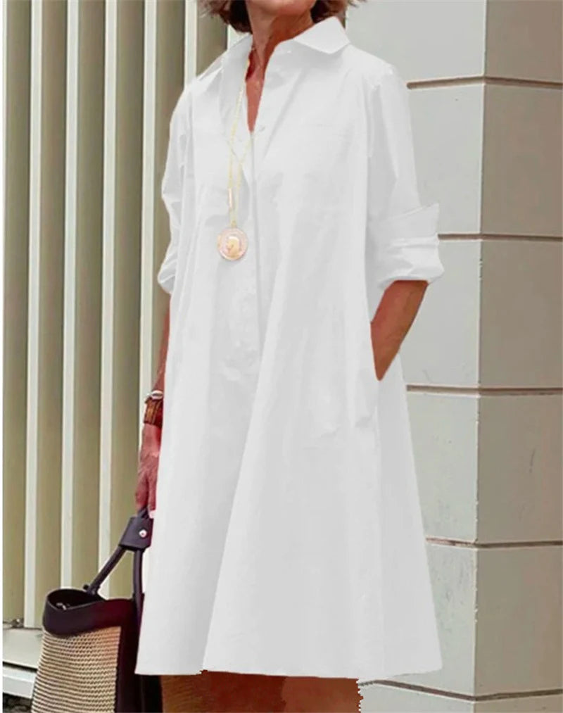 Abito Camicia Donna Elegante con Tasche | Vestiti Eleganti Donna 2