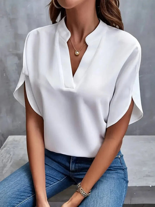 Blusa Donna Elegante Scollo a V Fluida | Camicetta Donna 0