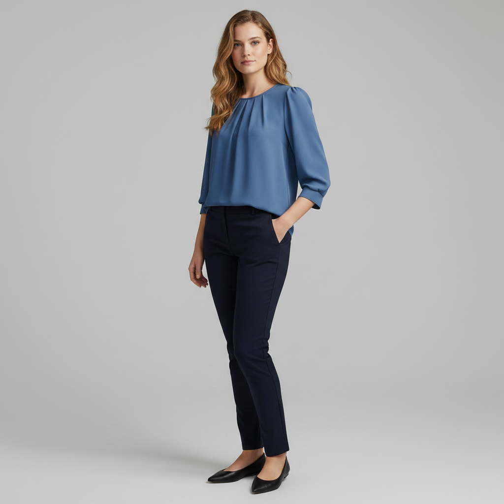 Camicetta Elegante Donna Maniche Ampie Girocollo | Camicie Donna