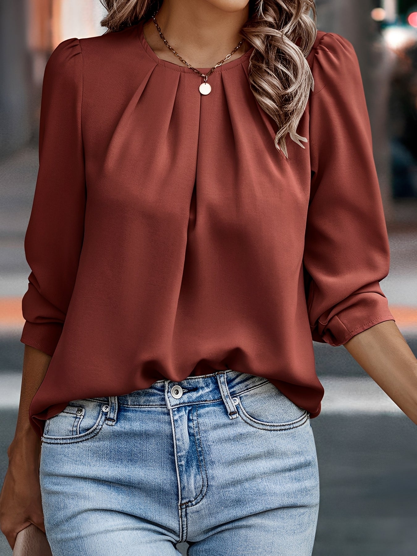 Camicetta Elegante Donna Maniche Ampie Girocollo | Camicie Donna 5