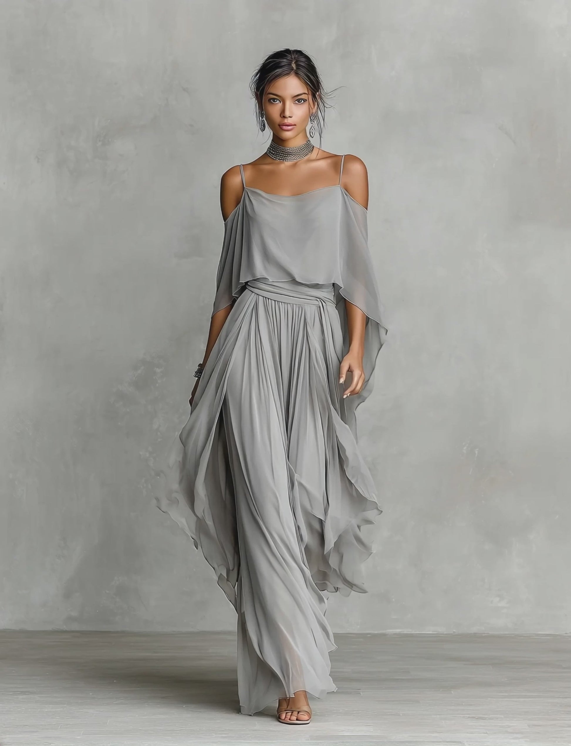 Completo Estivo Donna | Top Spalle Scoperte e Pantaloni Palazzo 0