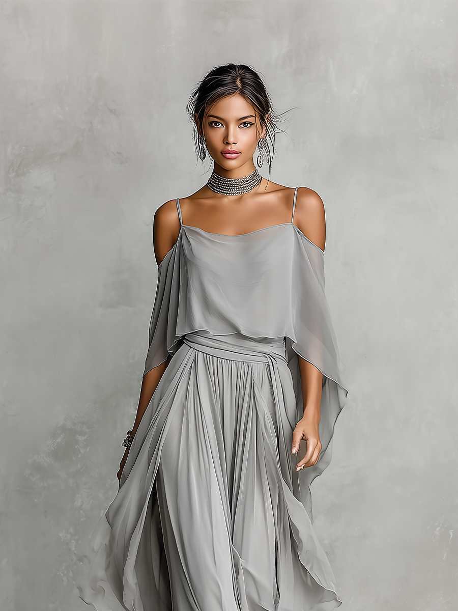 Completo Estivo Donna | Top Spalle Scoperte e Pantaloni Palazzo 3