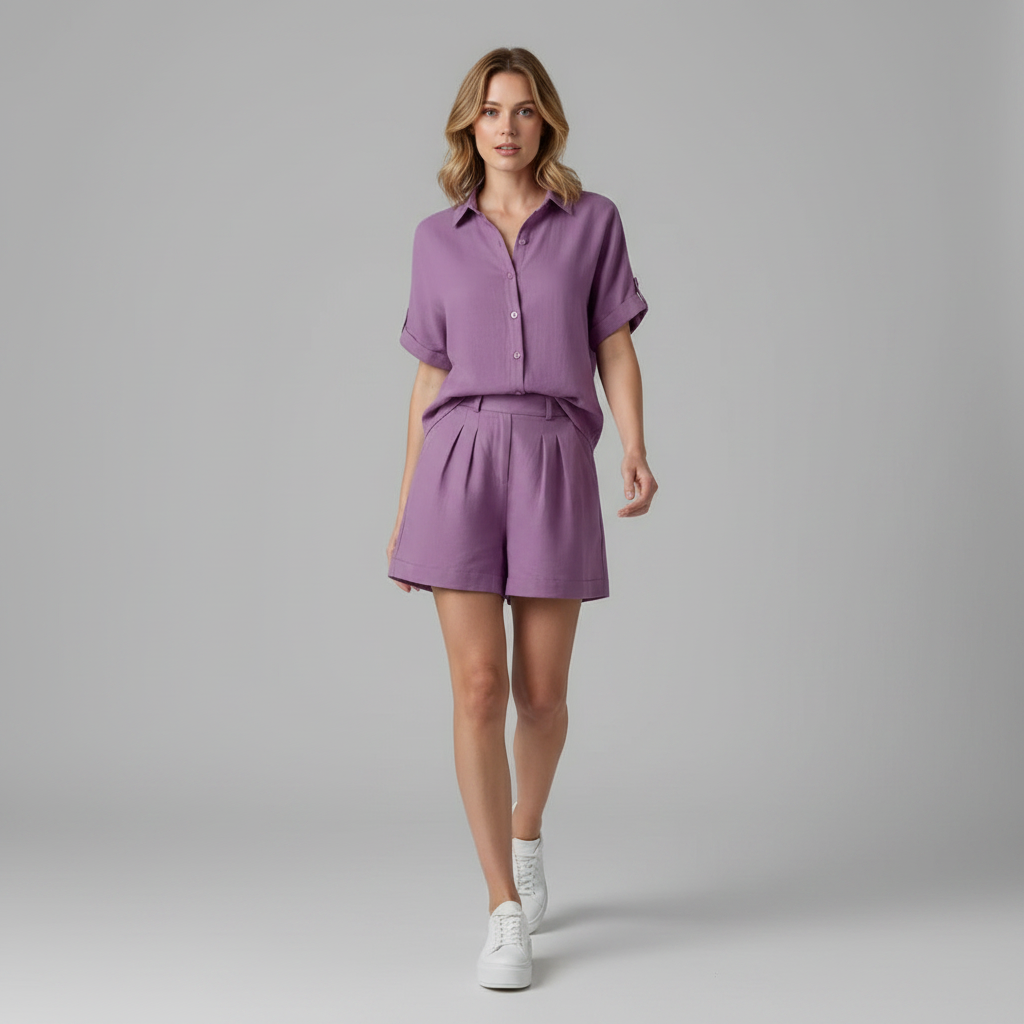 Set Donna Camicia Oversize e Shorts Lino Estivi | Outfit Casual