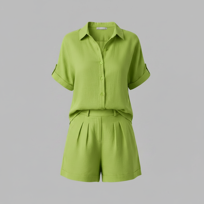 Set Donna Camicia Oversize e Shorts Lino Estivi | Outfit Casual