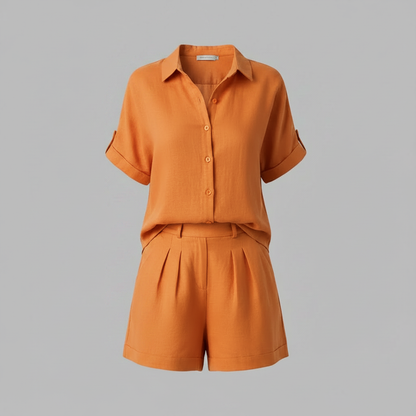 Set Donna Camicia Oversize e Shorts Lino Estivi | Outfit Casual