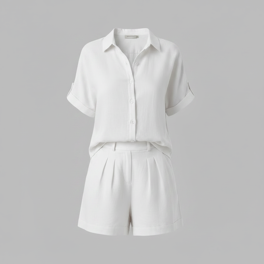 Set Donna Camicia Oversize e Shorts Lino Estivi | Outfit Casual