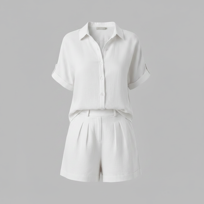 Set Donna Camicia Oversize e Shorts Lino Estivi | Outfit Casual
