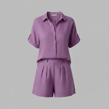 Set Donna Camicia Oversize e Shorts Lino Estivi | Outfit Casual