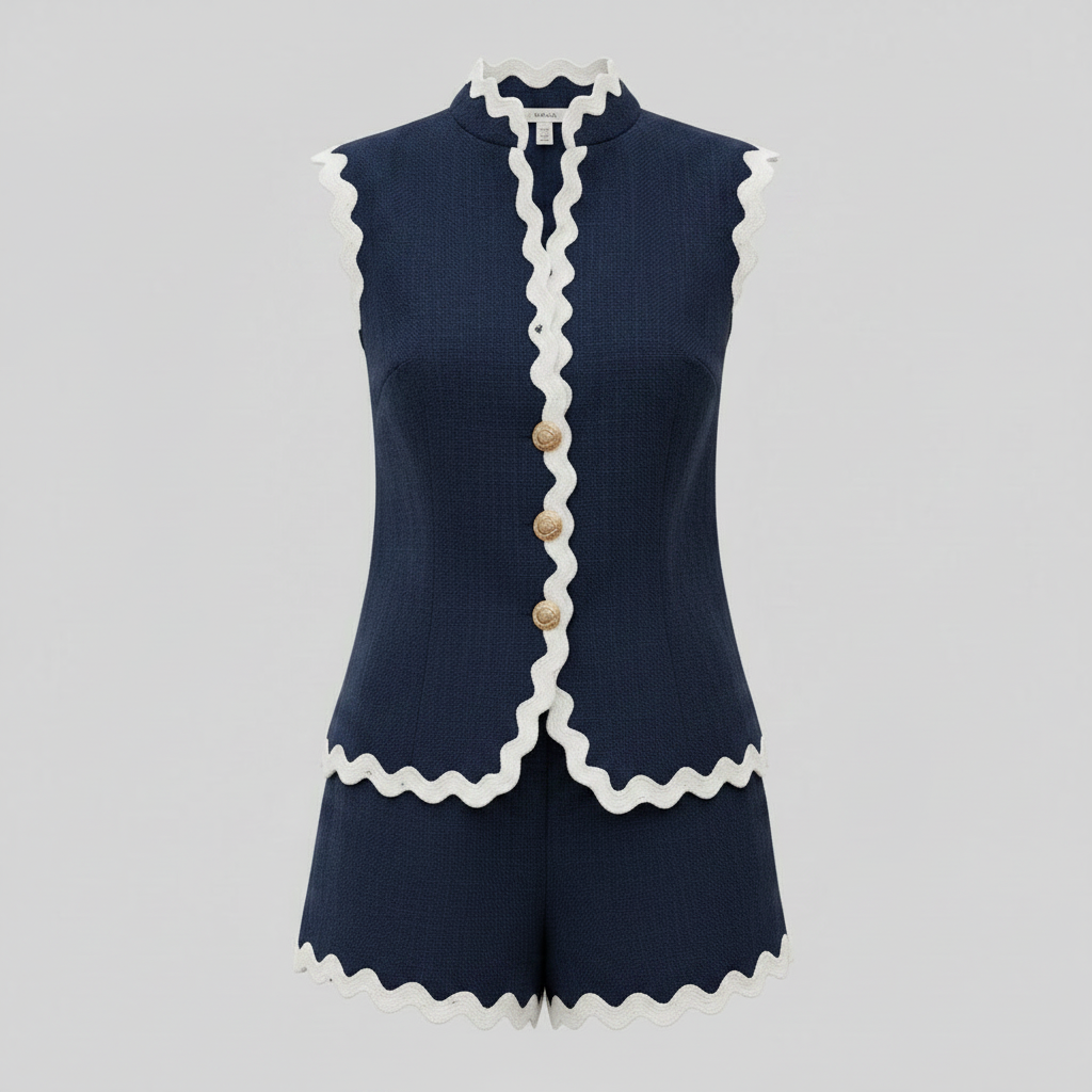 Set Due Pezzi Donna | Blazer Senza Maniche e Pantaloncini