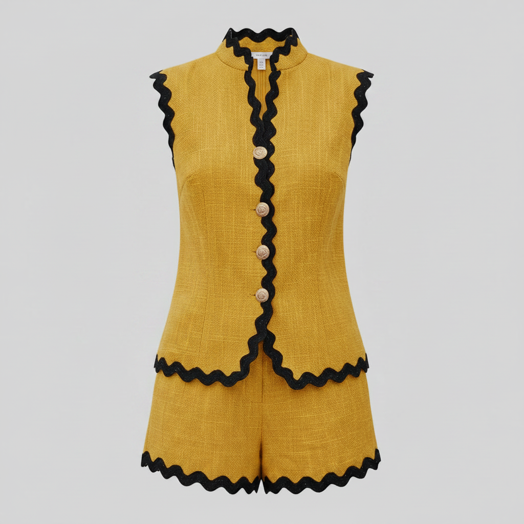 Set Due Pezzi Donna | Blazer Senza Maniche e Pantaloncini