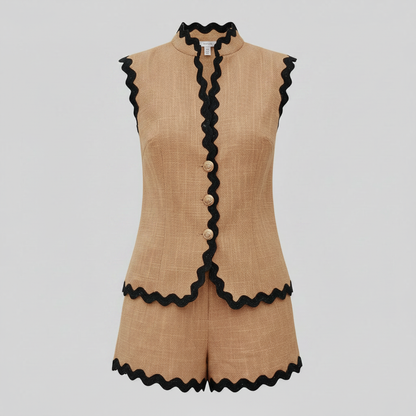 Set Due Pezzi Donna | Blazer Senza Maniche e Pantaloncini