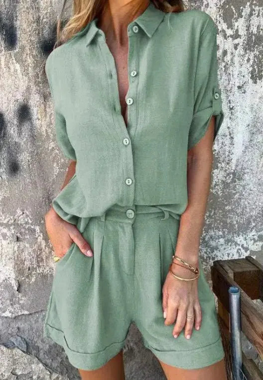 Set Donna Camicia Oversize e Shorts Lino Estivi | Outfit Casual 4