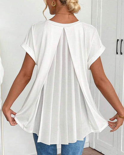 Top Donna Plissettato | Top Estivo Elegante con Maniche Corte 0